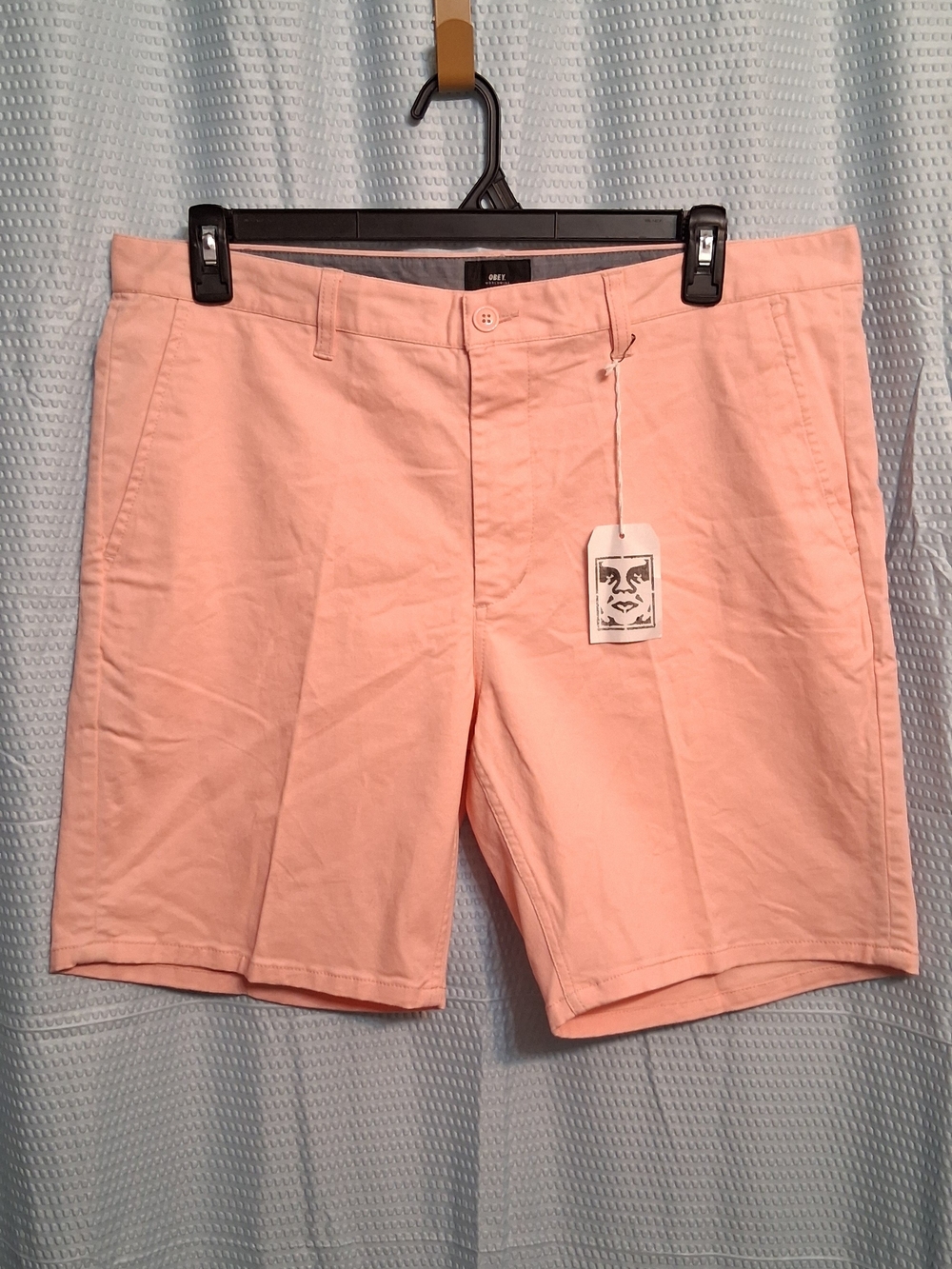 Obey Men's Flat Front Chino Shorts in Light Pink